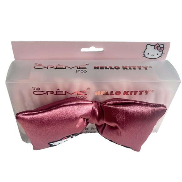 The Creme Shop Sanrio Hello Kitty Spa Headband Pink Satin Plush Makeup Bow Kawai - Picture 2 of 5